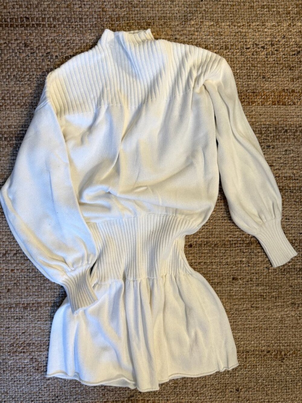 Sabo Skirt White Knit Sweater Mini Dress